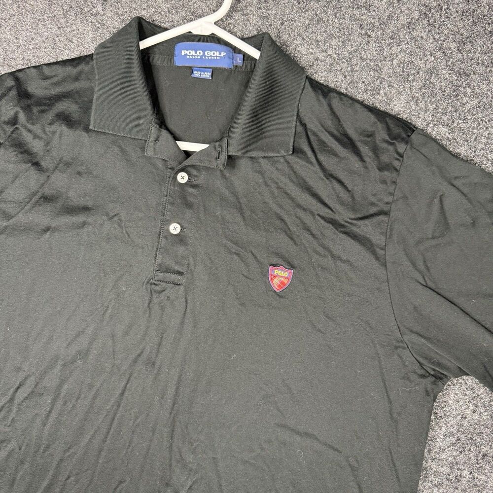Polo Ralph Lauren Golf Shirt Mens Large Black  With Red Crest